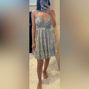 Blue Floral Babydoll Dress